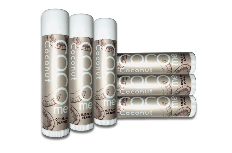 product photograph of 6 coconut lip balms